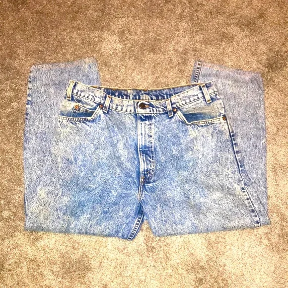 Vintage 80’s Levi’s 350 Orange Tab Acid Wash Jeans / Made in USA / 38x32 - Picture 2 of 10